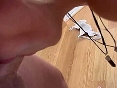 Blonde Delivers Teasing Sloppy Deepthroat with Cute Blowjob Skills