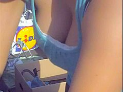 Peeking down her blouse reveals tempting hidden curves