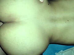 rough doggystyle slams into hairy latina teen's wet pussy gaping her vagina with big cock creampie inside