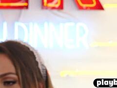 whoa this hot milf's big tits burst out lingerie for naughty strip tease game 😘💋