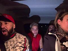 Airport pickup turns into wild car chupada meltdown with tanned bisexuals