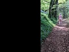 Naughty Housewife Fingers Orgasm Naked in Forest Outdoors