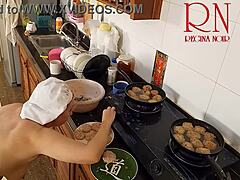Nudist Housewife Regina Noir Prepares Meal Bare In Kitchen Like Naked Maid Servant