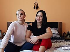 german lesbians kiss intimately while licking wet pussies and asses softcore style