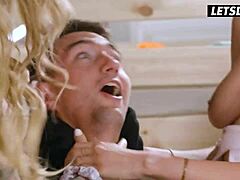 Marilyn crystal and ivy maddox lure burglar for anal threesome cumshots in dorm