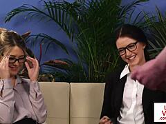 British Voyeur Glasses Stockings Heels Sofa Cfnm Femdom Jerk Off Instructions Humiliation