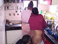 What if hot stepsis Kajal and aunt Promila suck and fuck bro hardcore in kitchen?