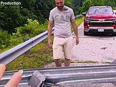 i feel the thrill exhibitionist busty milf squirting tits fucked doggystyle cum public bridge