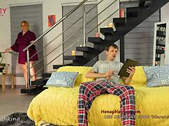 i got caught by step mommy milking my cum with honey play box toy