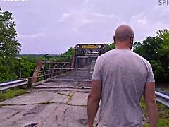 i feel the thrill exhibitionist busty milf squirting tits fucked doggystyle cum public bridge