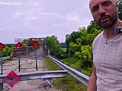 i feel the thrill exhibitionist busty milf squirting tits fucked doggystyle cum public bridge