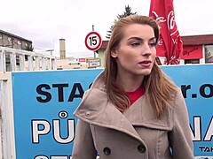 Freezing Blond Secretary Fucks Stranger in Taxi