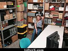 CURVY BLONDE GETS POUNDED HARD BY SECURITY FOR STEALING IN SHOP!