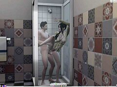 Fun moments before jumping in the shower together