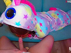 Skinny stepsis spreads swollen pussy for stepbro's deep face fuck and cum on ass.