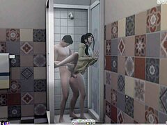 Fun moments before jumping in the shower together