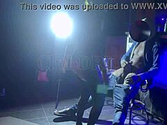 Slutty ebony teases big black cock at bar rips clothes for public riding fuck