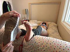 bare soles tempt for teasing foot buffet