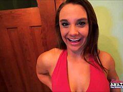 kinky brunette maria with big tits sucks rides cock for facial