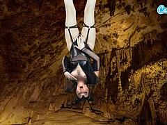 hot amateur teen in bat costume masturbates upside down hairy pussy wet epic orgasm