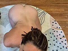 Dirty brunette wife rips clothes for solo masturbation ending in huge facial cumshot