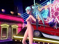 hatsune miku plays piano forte scandal with huge nude tits and big ass mod