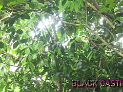 farmer catches tiny petite teen fucks her outdoors to orgasm