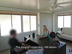 Pretty blonde Allie Rae offers intimacy to secure her loan deal