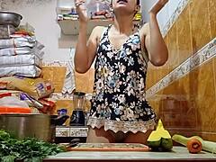 un dos tres mi primer tutorial de cocina peruvian latina slurps big cock licks balls then fucked hard cum surprise 😋💦🍆