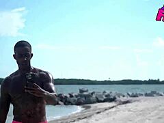 Hey, wanna join this black babe for beach doggystyle riding big black cock?