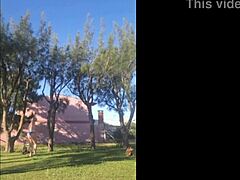 Stepmom in skimpy bikini flashes huge ass and tits in backyard for stepson