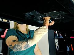 Naughty Nurse Milks Patient's Huge Cock with Toys, Latex Gloves and Jizz Explosion on Desk