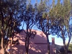 Stepmom in skimpy bikini flashes huge ass and tits in backyard for stepson