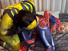 Wolverine pounds Spider-Woman cosplay pussy no mercy
