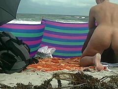 watch my hairy milf wife take bbc creampie on caribbean nude beach cuckold voyeur