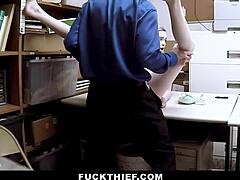 OFFICER MAKES TEEN SUCK BIG COCK TO LEAVE STORE THEN DOGGY POUNDS HER BENT OVER