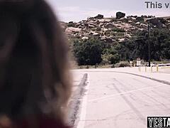 stranded blonde milf hitchhiker sucks fucks big cock outdoors hairy