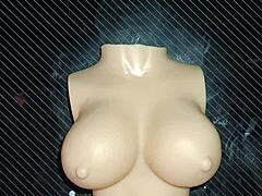 Dolly begs for double penetration creampie exploding on her huge tits