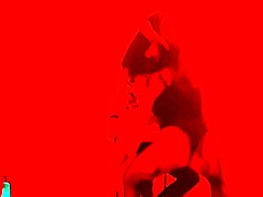 this scruffy man invites us to exclusive balcony catwalk for her sexy lingerie dance