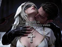 Nun chokes on huge cock deepthroat swallows facefucked doggystyle in 1080p animation!