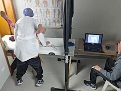 Wife's gyno exam turns wild as doctor fucks her hard behind clueless cuckold husband's back 😏👀