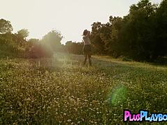 check out sexy Anetta Keys stripping naked outdoors with medium natural tits