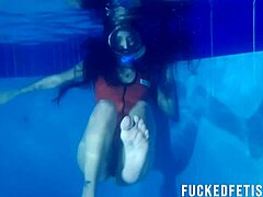 😍 helen star's sexy latina tits tease underwater with diving mask at pool 🏊‍♀️