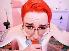 she gets sensual with her dildo on webcam