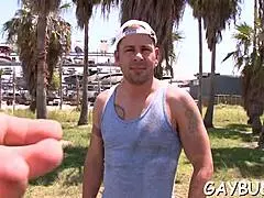 I suck hunk's cock and reach orgasm in gay fucking