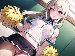 Anime Cheerleader Motivates With Transparent Cloth And Asmr Sound Compilation.