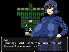 Shipwrecked spaceship hentai game with tight suits on huge tits and butt