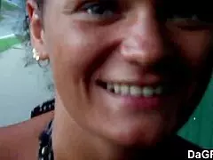 saucy tanned teen loves outdoor sex in bikini