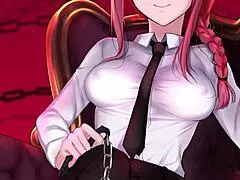 Makima's slave endures harsh femdom training with humiliating feet worship. Her commands chain his every move.