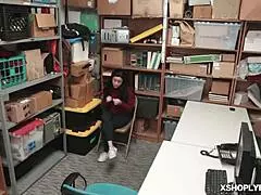 monica saige spreads legs in shop for big cock doggystyle pounding by lp officer